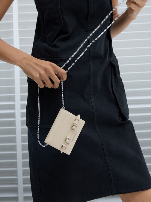 Sloane Chain-Handle Wallet, Cream, hi-res