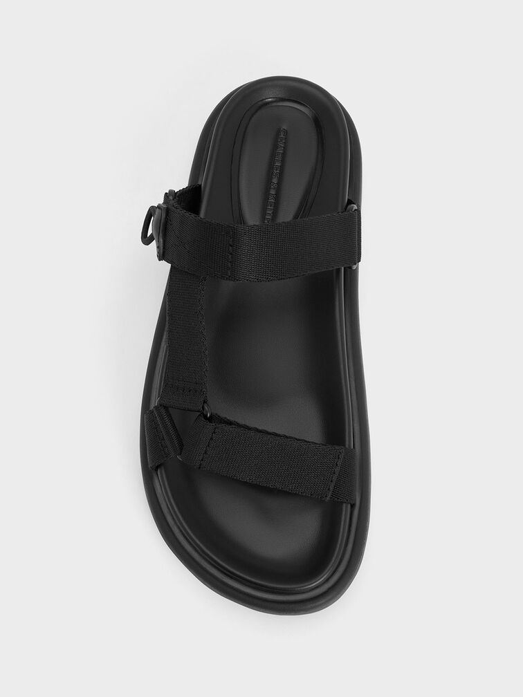 Black Textured Maisie Sports Sandals - CHARLES & KEITH US
