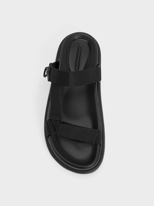 Maisie Sports Sandals, Black Textured, hi-res