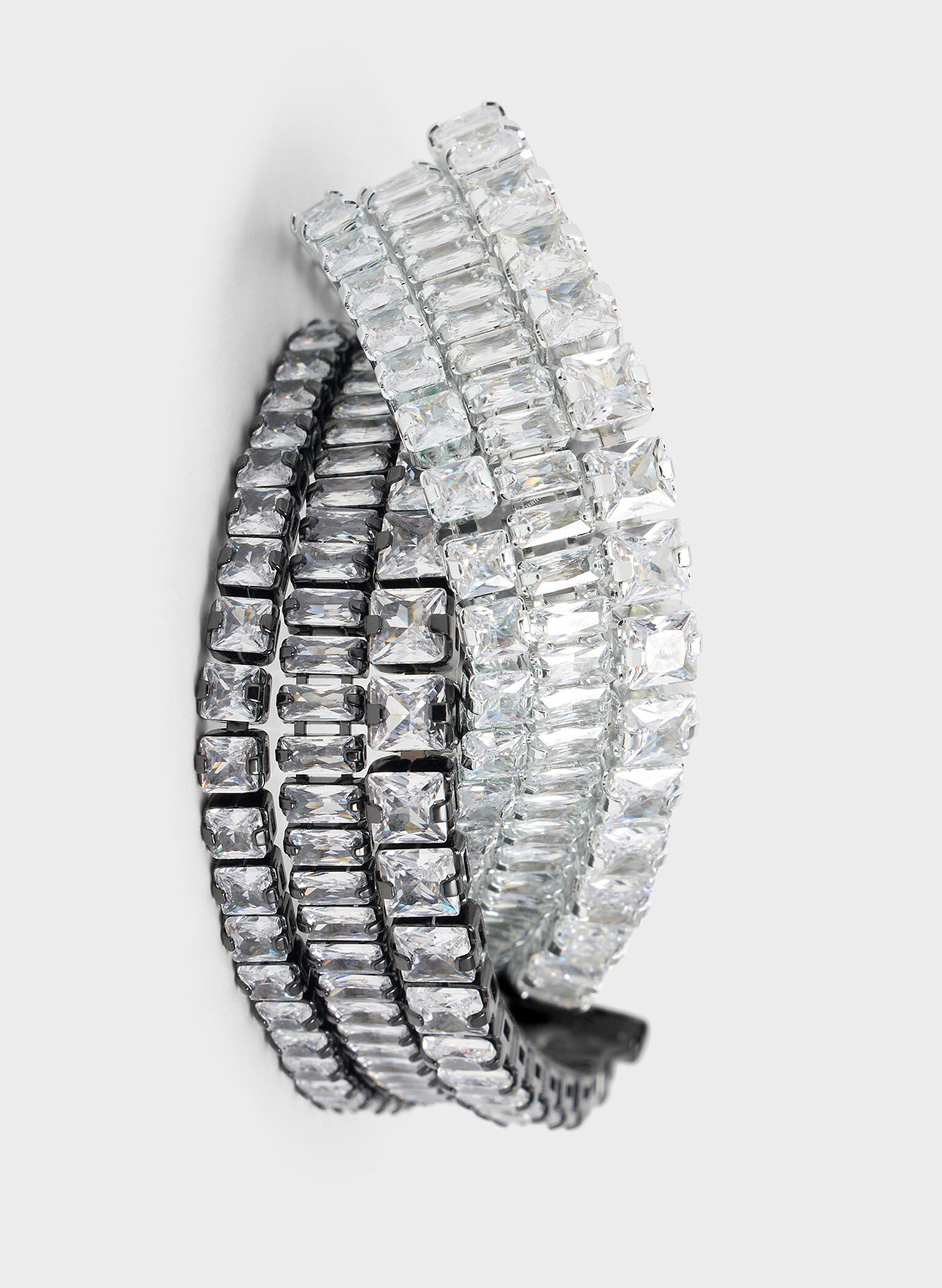 Crystal Triple-Row Tennis Bracelet, Black, hi-res