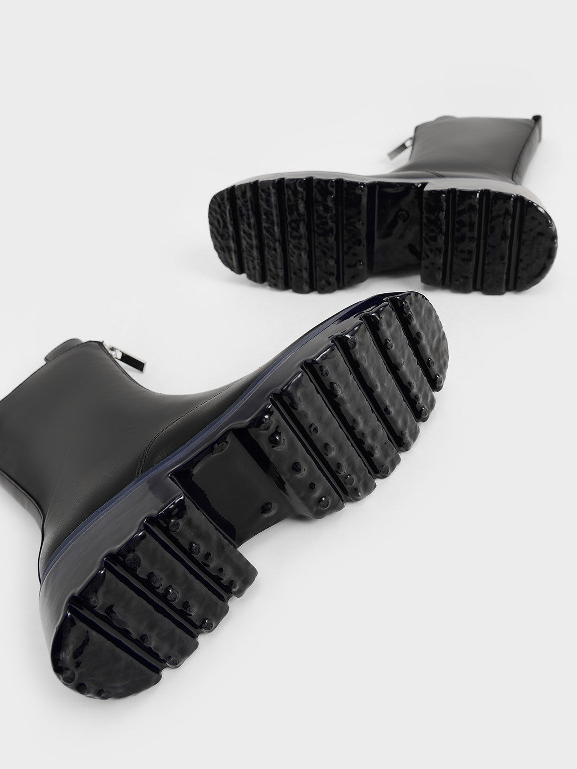 Billie Front-Zip Ankle Boots​, Black Textured, hi-res