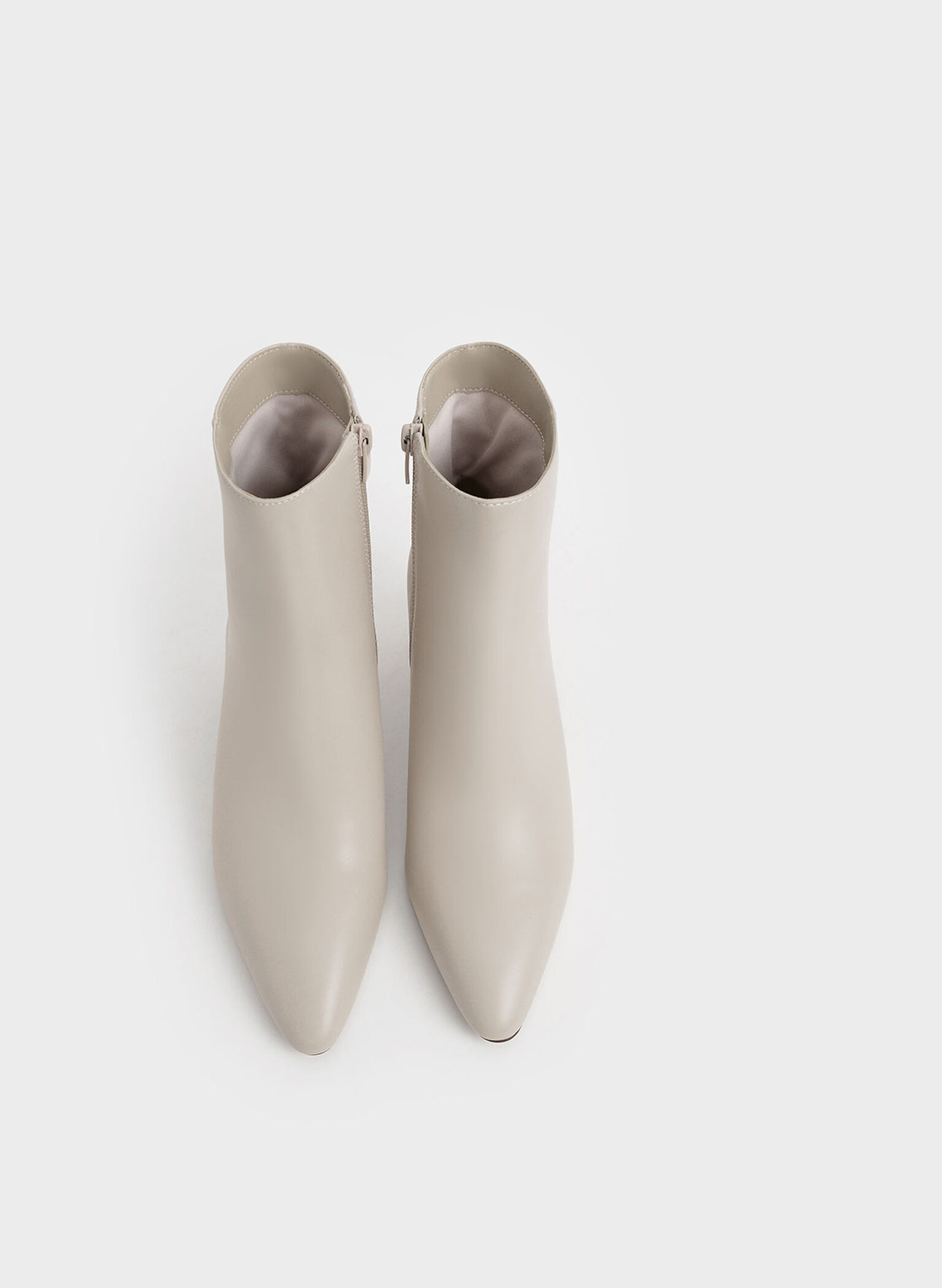 Metallic Heel Ankle Boots, Chalk, hi-res