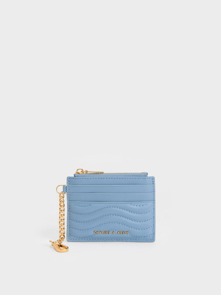 Light Blue Aubrielle Stitch-Trim Zip Card Holder - CHARLES & KEITH US