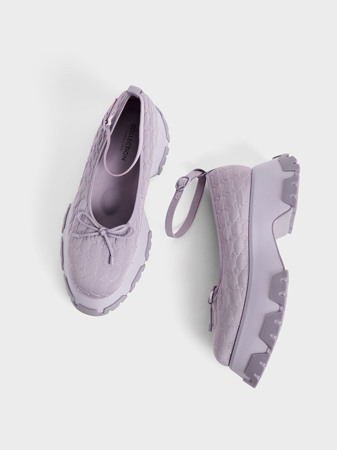 Recycled Polyester Bow Ballerinas, Lilac, hi-res