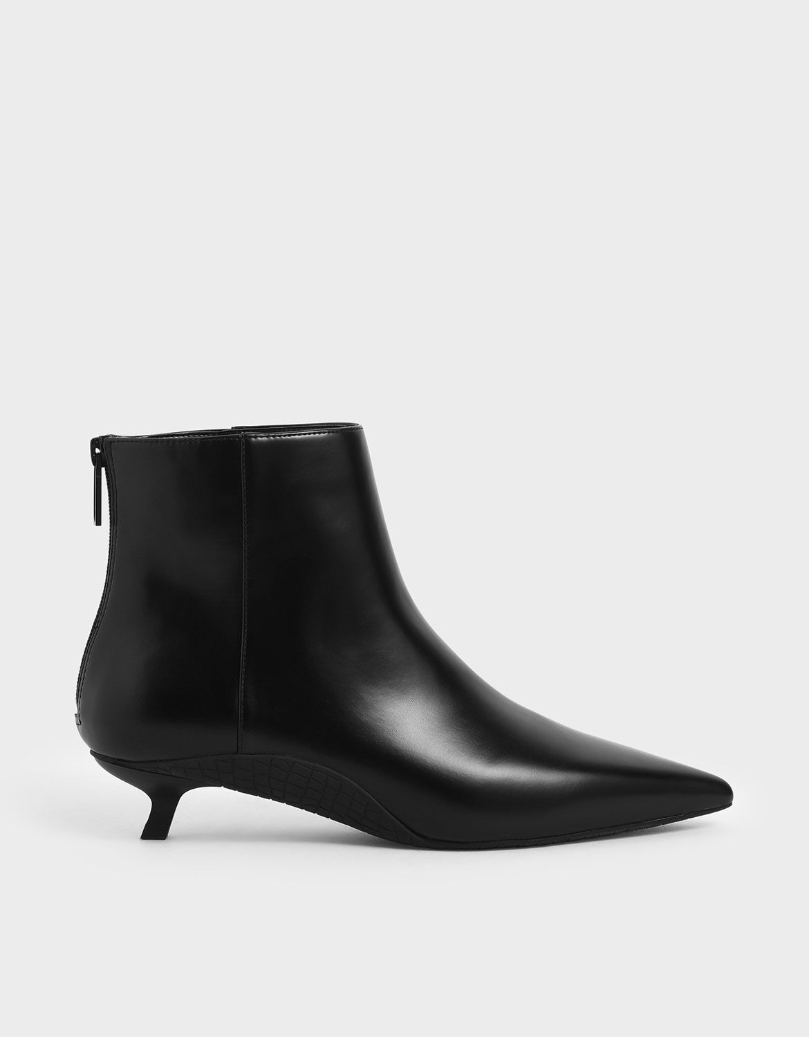 Black Kitten Heel Ankle Boots | CHARLES 