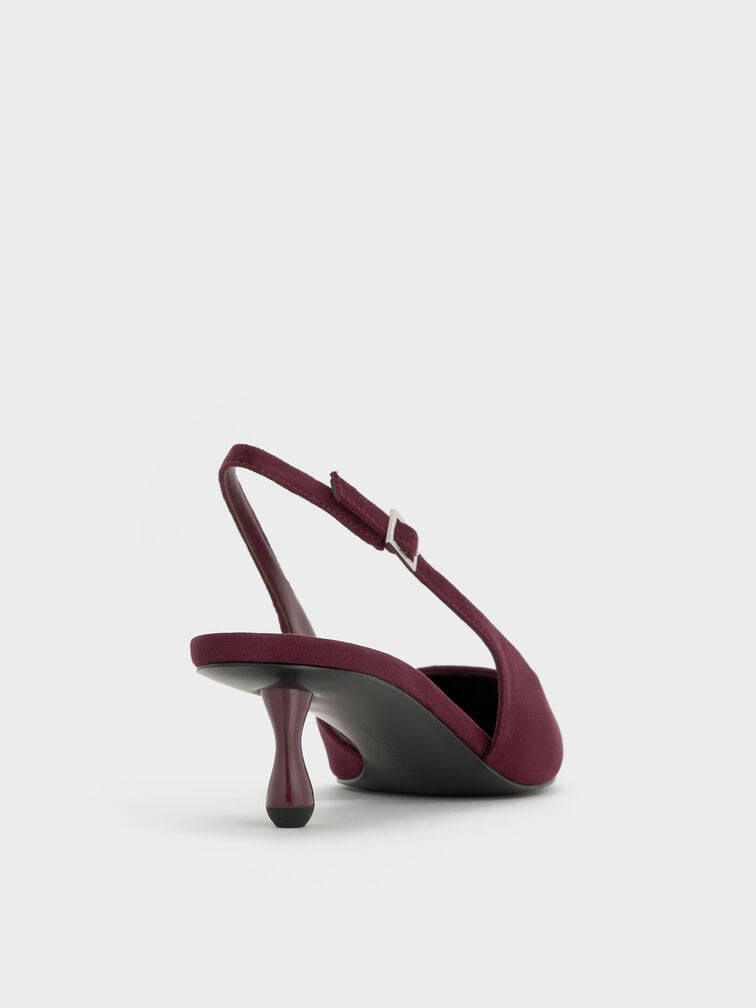Ruthie Faux Suede Slingback Pumps, Burgundy, hi-res