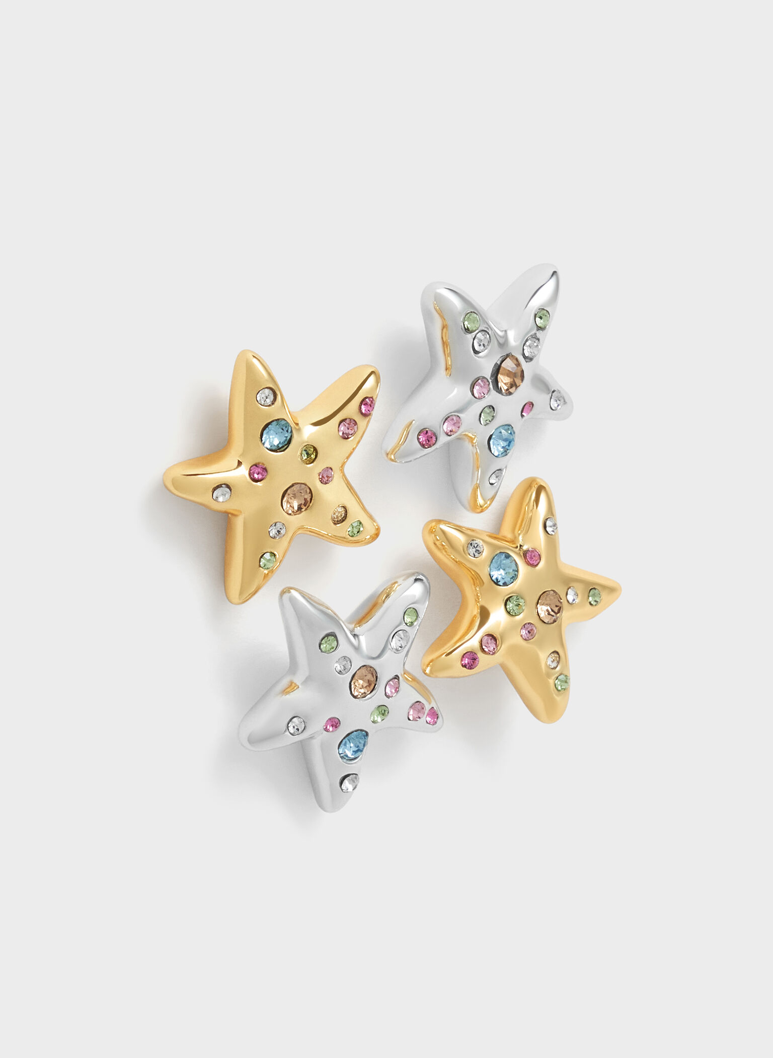 Pendientes de estrella de mar Orinda, Plateado, hi-res