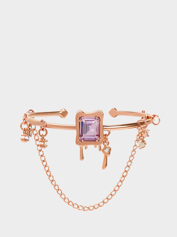 Zira Crystal Charm Cuff Bracelet, Rose Gold, hi-res