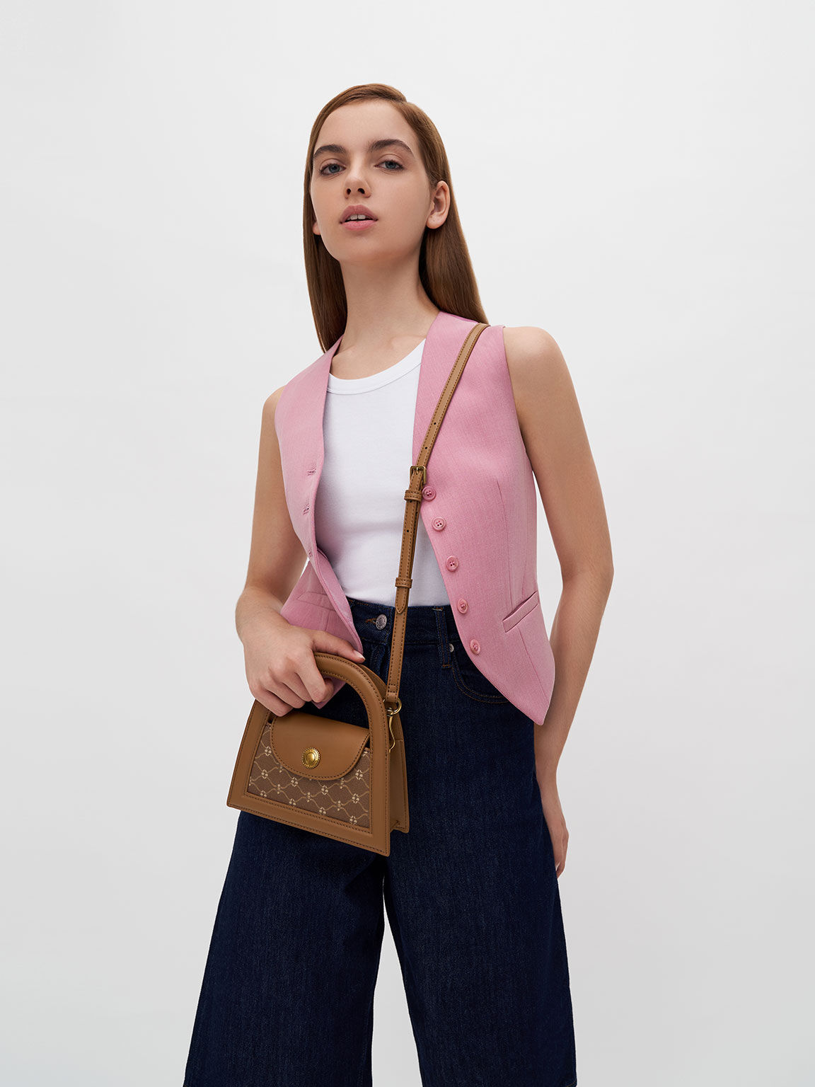 Este Printed Trapeze Bag, Chocolate, hi-res