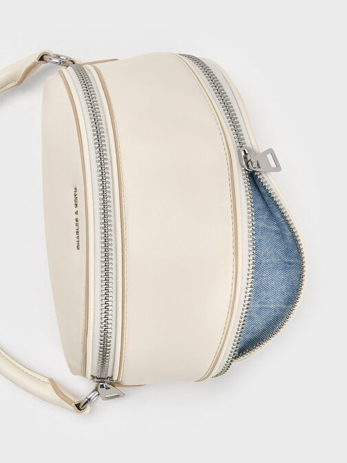 Saskia Multi-Zip Crossbody Bag, Cream, hi-res