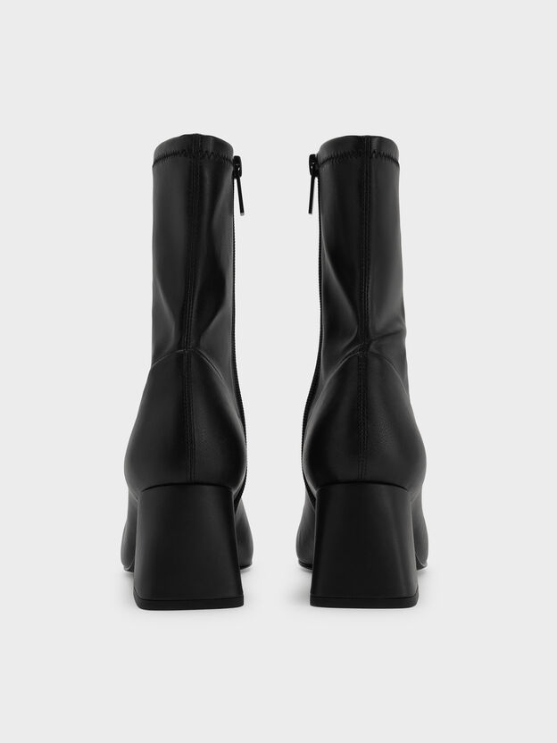 Botines con tac&oacute;n trapecio met&aacute;lico, Negro, hi-res