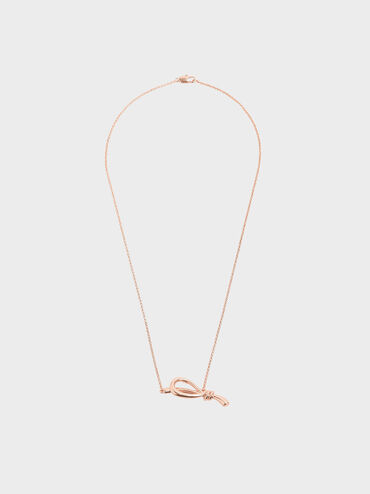 Knotted Pendant Matinee Necklace, Rose Gold, hi-res