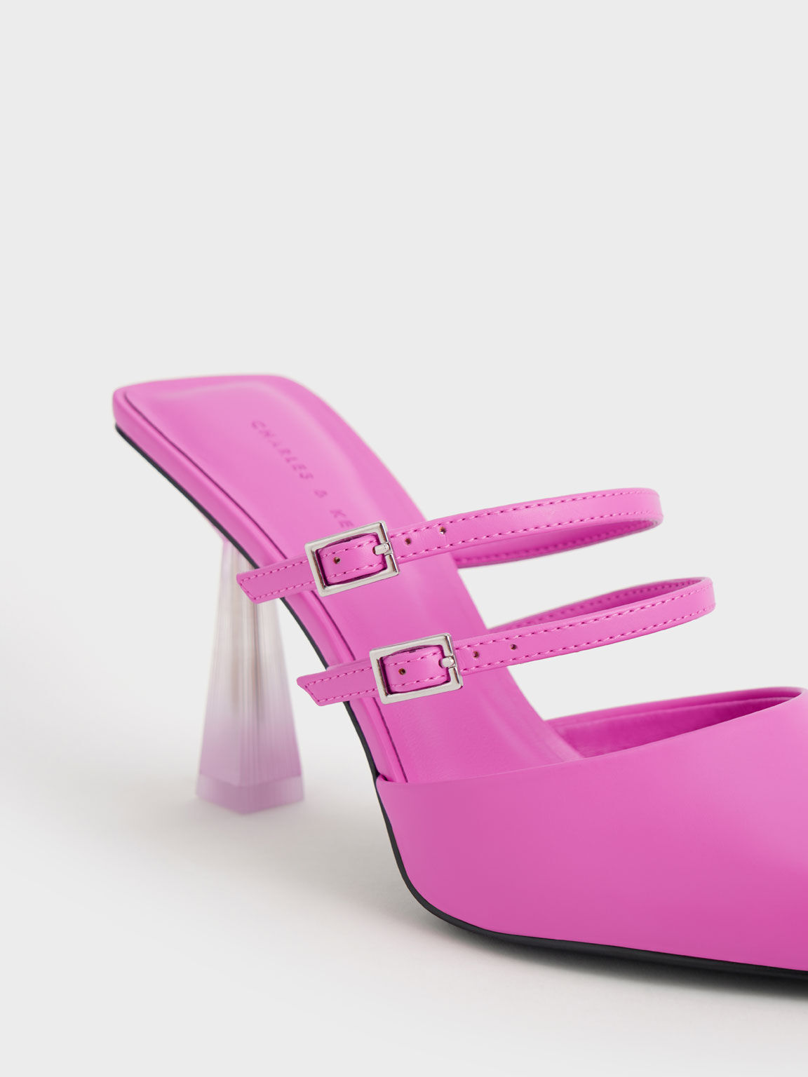 Strappy Slant Heel Mules, Pink, hi-res