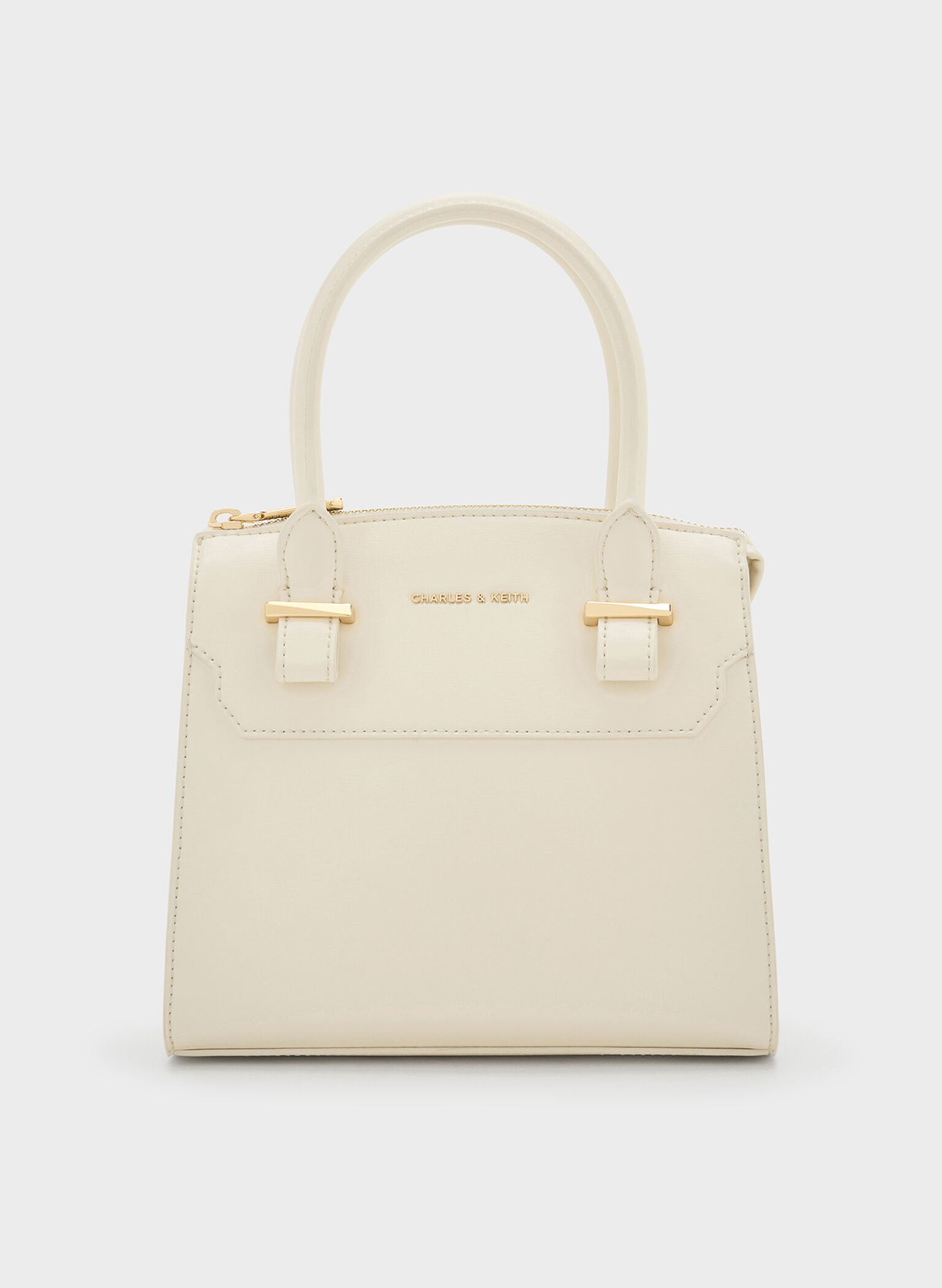 Bolso tote estructurado Temmie, Crema, hi-res