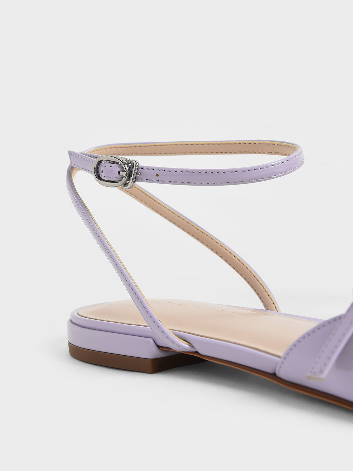 Edith Patent Ankle-Strap Ballerina Pumps, Lilac, hi-res
