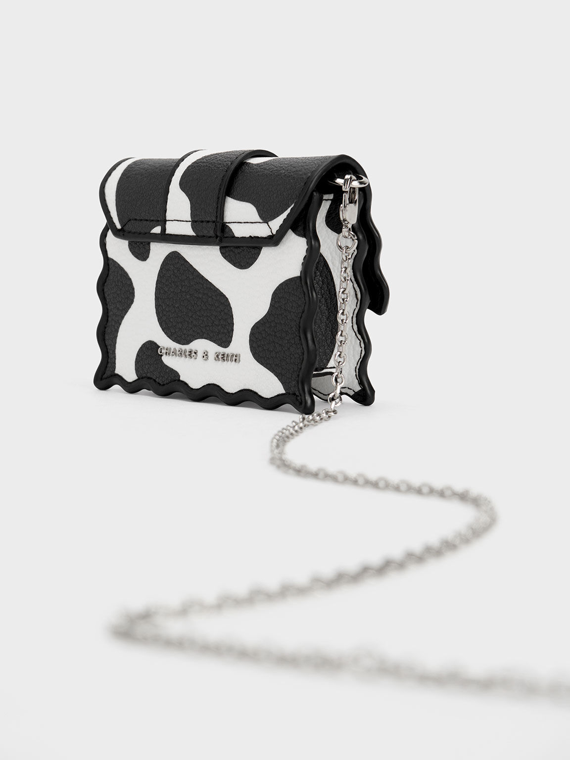 Chalk Waverly Cow Print Scallop-Trim Mini Bag - CHARLES & KEITH KH