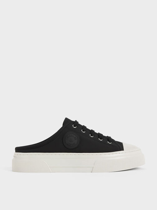 Kay Nylon Two-Tone Slip-On Sneakers, Black Textured, hi-res