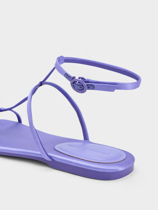 Recycled Polyester T-Bar Ankle-Strap Sandals, Purple, hi-res