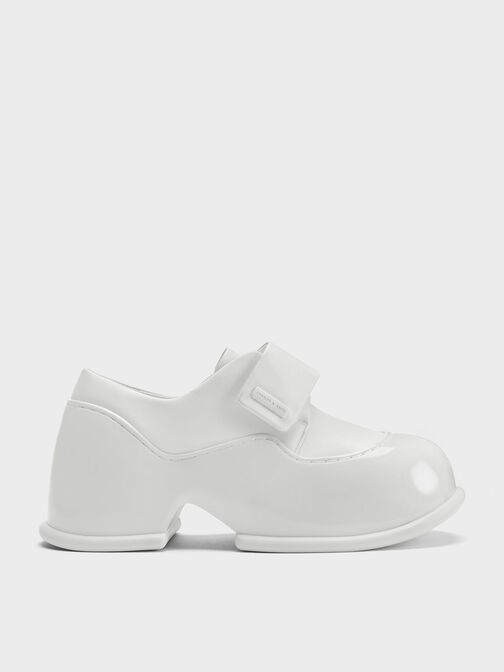 Mocaines Pixie de cuero con plataforma, Blanco, hi-res