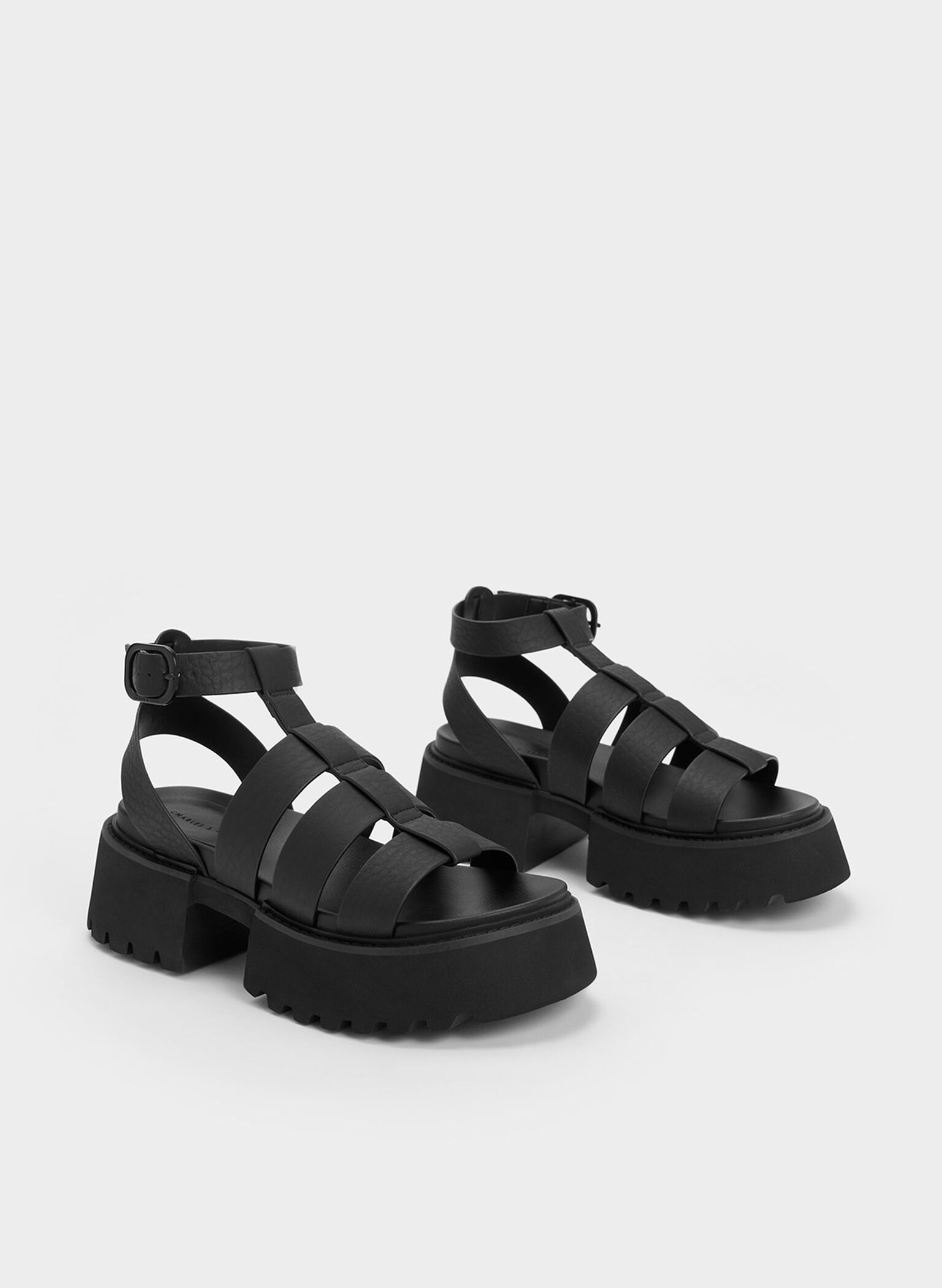 Black Nadine Gladiator Platform Sandals - CHARLES & KEITH MO