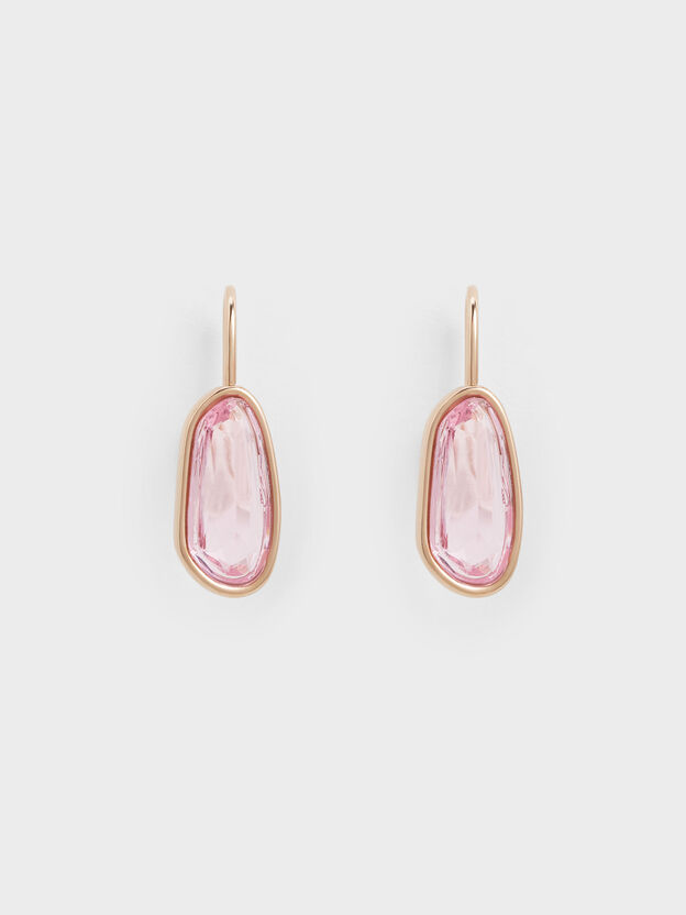 Evangeline Pink Crystal Drop Earrings, Rose Gold, hi-res