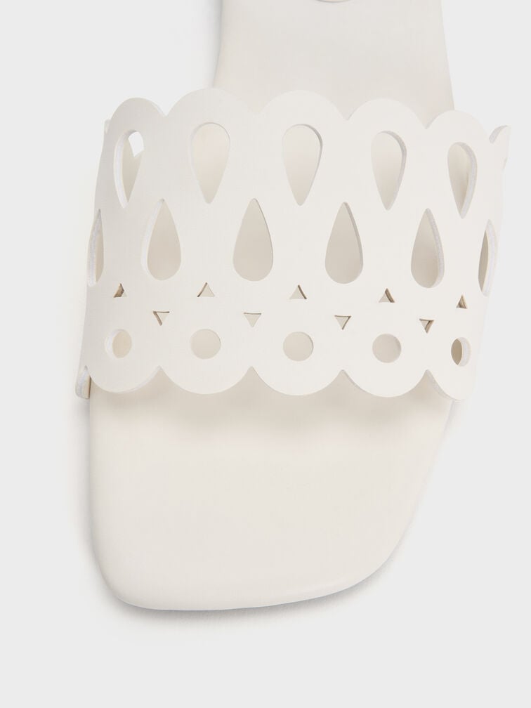 幾何鏤空拖鞋, 白色, hi-res