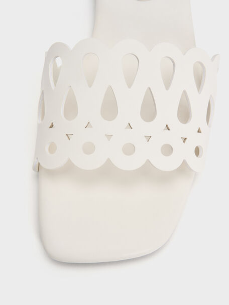 Cut-Out Slide Sandals, White, hi-res