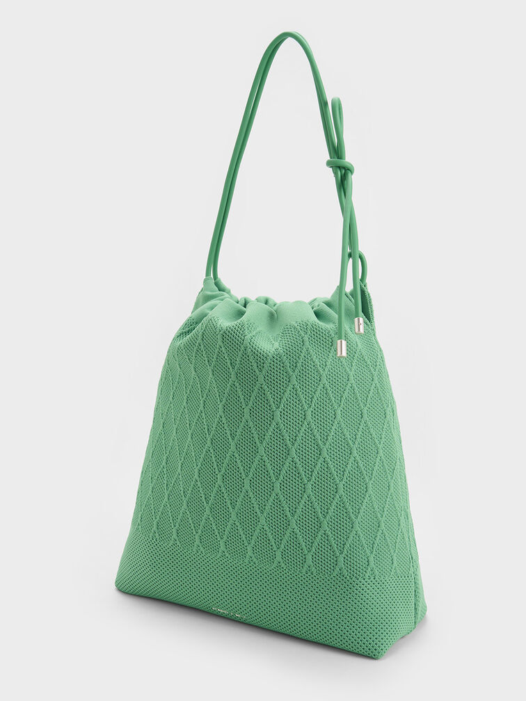 Genoa Bow-Tie Knitted Bag, Green, hi-res