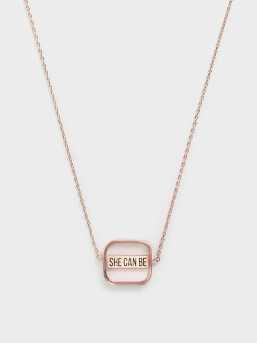 "She Can Be" Necklace, Rose Gold, hi-res