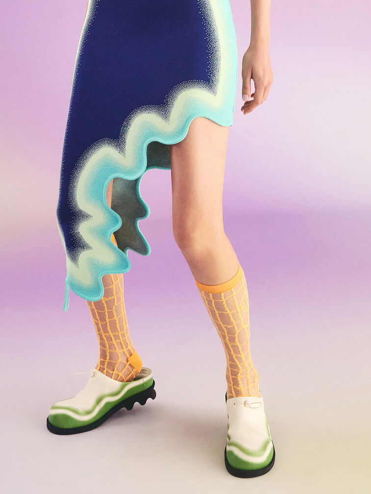 Gradient Wave Slip-On Mules, Green, hi-res