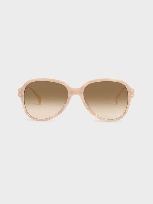 Acetate Aviator Sunglasses, Taupe, hi-res