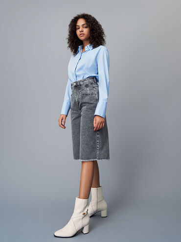 Metallic Accent Crossover Ankle Boots, Chalk, hi-res