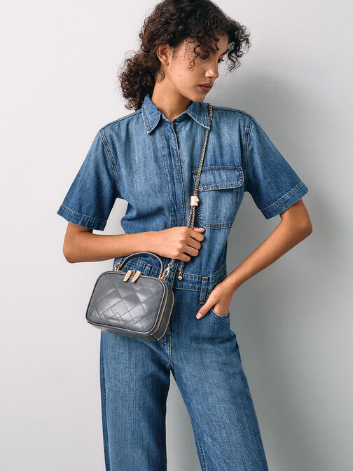 Duo Quilted Vanity Bag, Grey, hi-res
