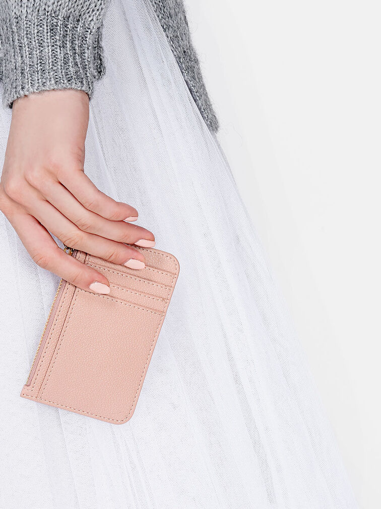 Top Zip Card Holder, Nude, hi-res