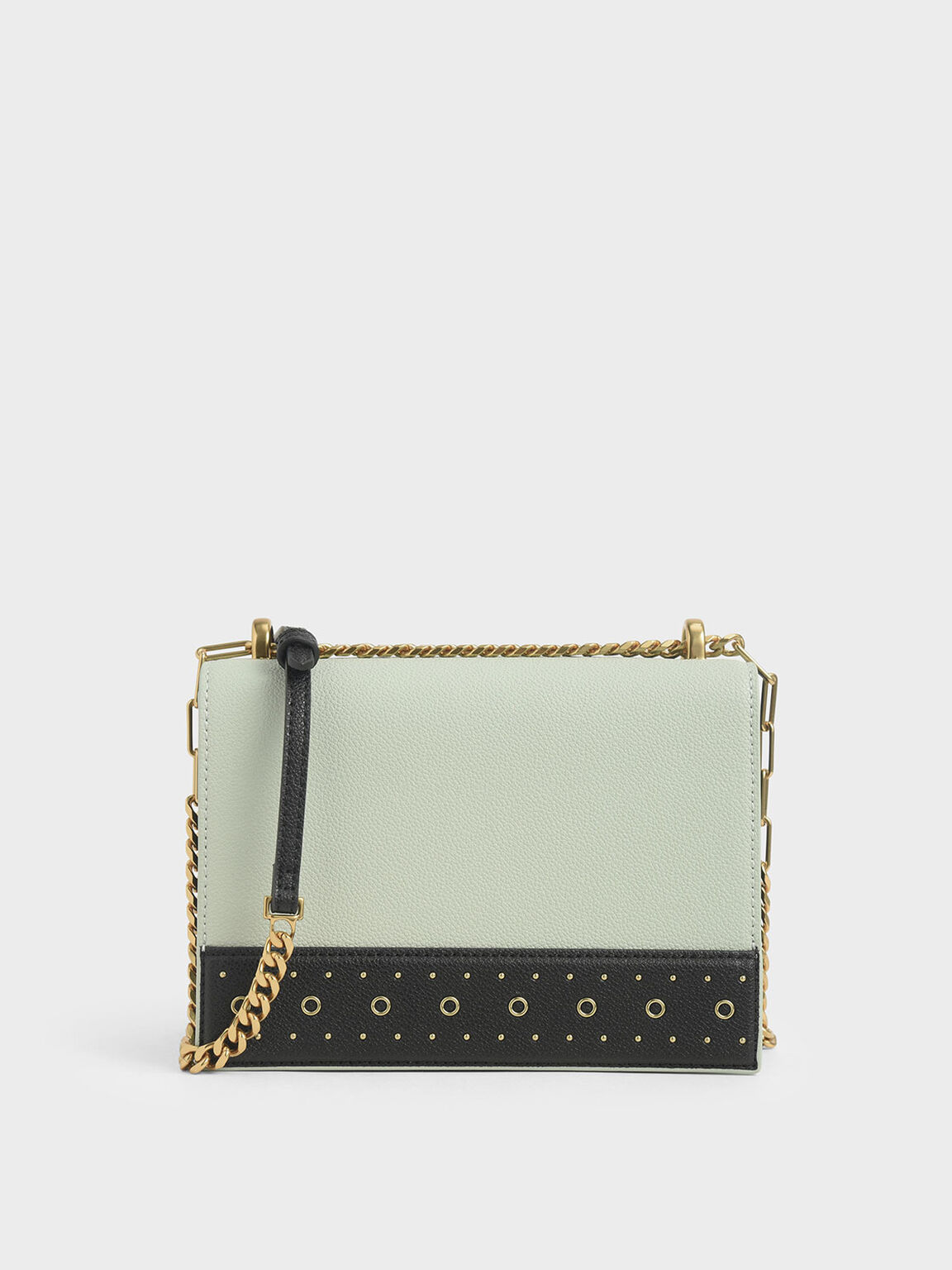 Eyelet-Embellished Crossbody Bag, Mint Green, hi-res