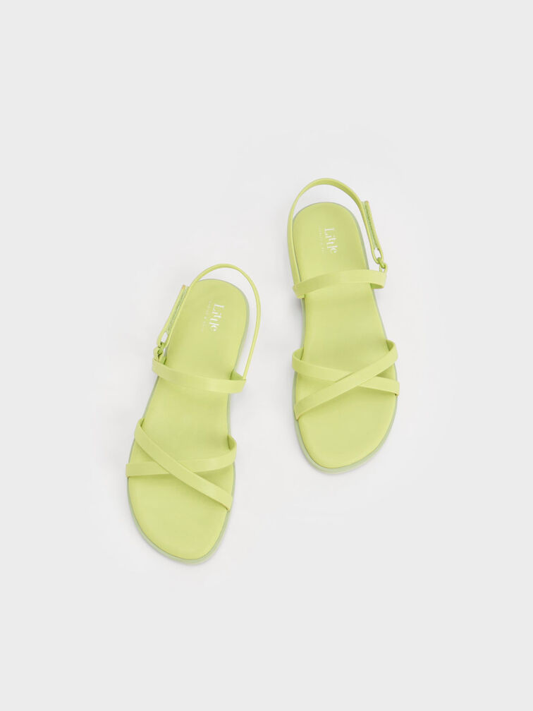 Girls' Crossover Backstrap Sandals, Lime, hi-res