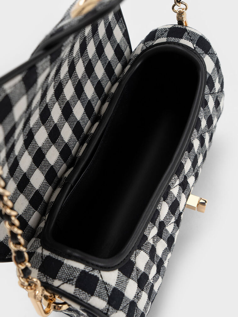 Gingham Belted Crossbody Bag, Multi, hi-res