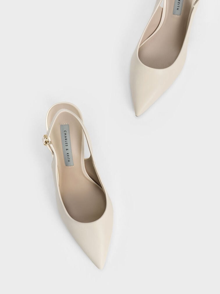 Stiletto Heel Slingback Pumps, Chalk, hi-res