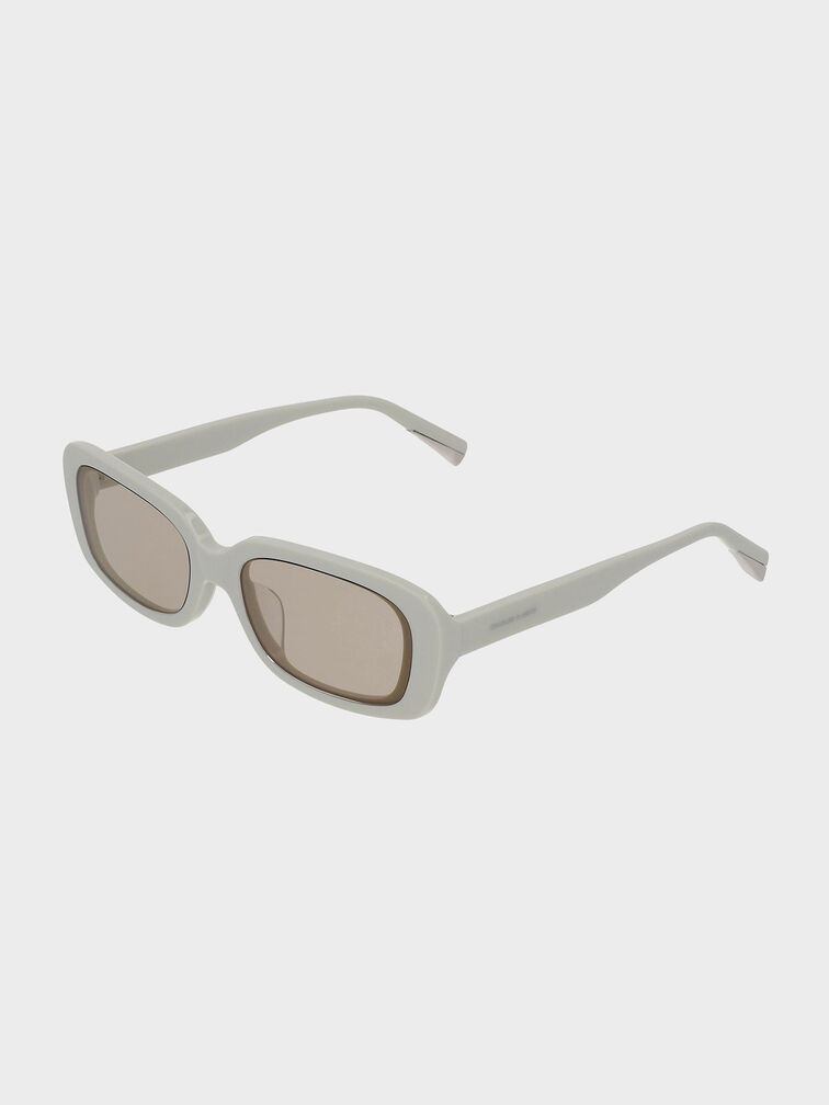 Aubrey Rectangular Recycled Acetate Sunglasses, Chalk, hi-res