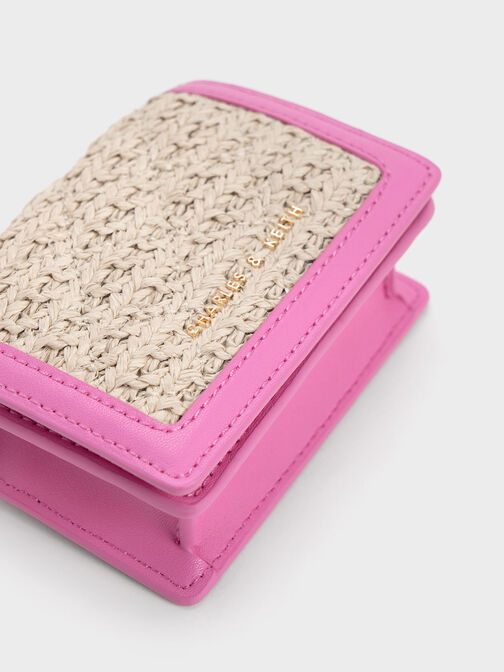 Micaela Woven Card Holder, Fuchsia, hi-res