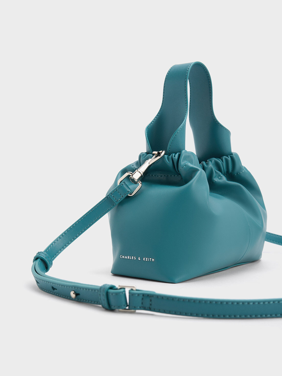 Ally Ruched Slouchy Bag, Turquoise, hi-res