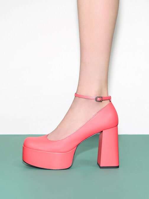 Ankle-Strap Platform Pumps, Pink, hi-res