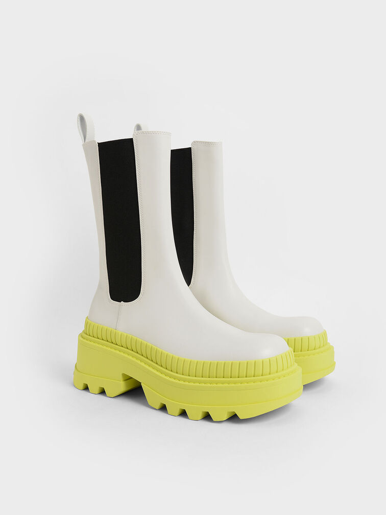 Rhys Coloured Sole Chelsea Boots​, Lime, hi-res