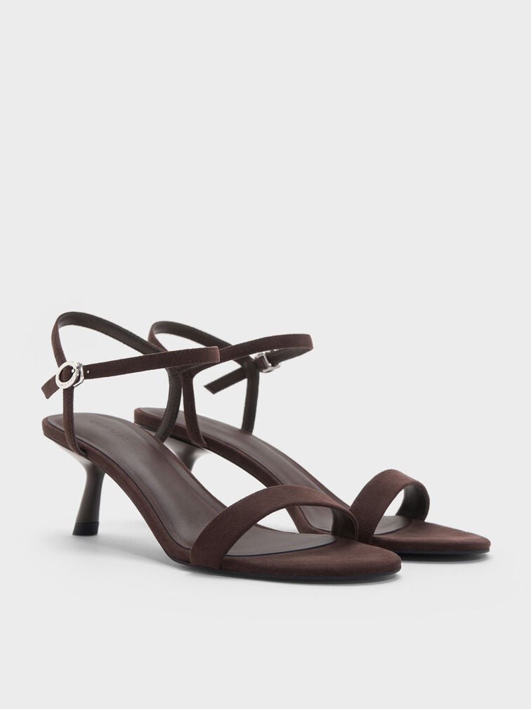 仿麂皮傾斜細跟涼鞋, 深棕絨, hi-res