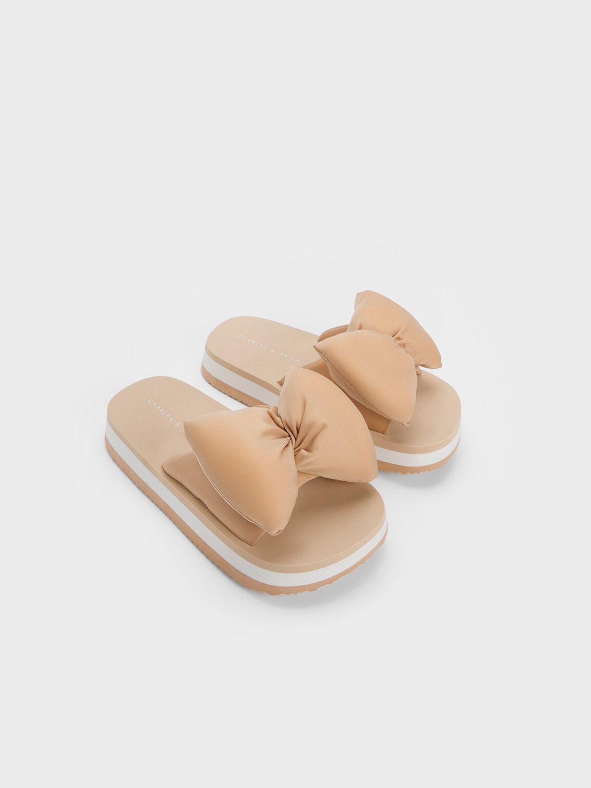 Nude Puffy Bow Slides CHARLES KEITH US