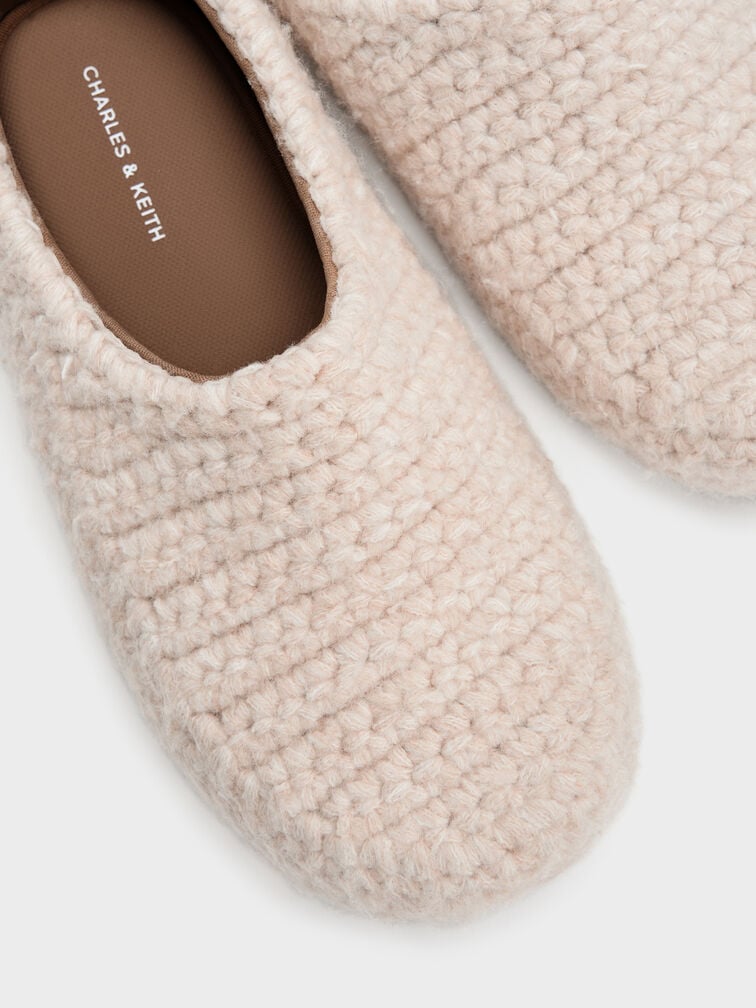Crochet Flat Mules, Chalk, hi-res