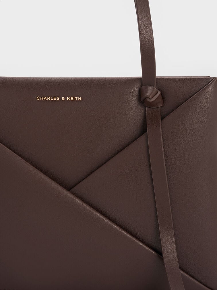 Midori 綁結手提托特包, 濃縮咖啡棕, hi-res