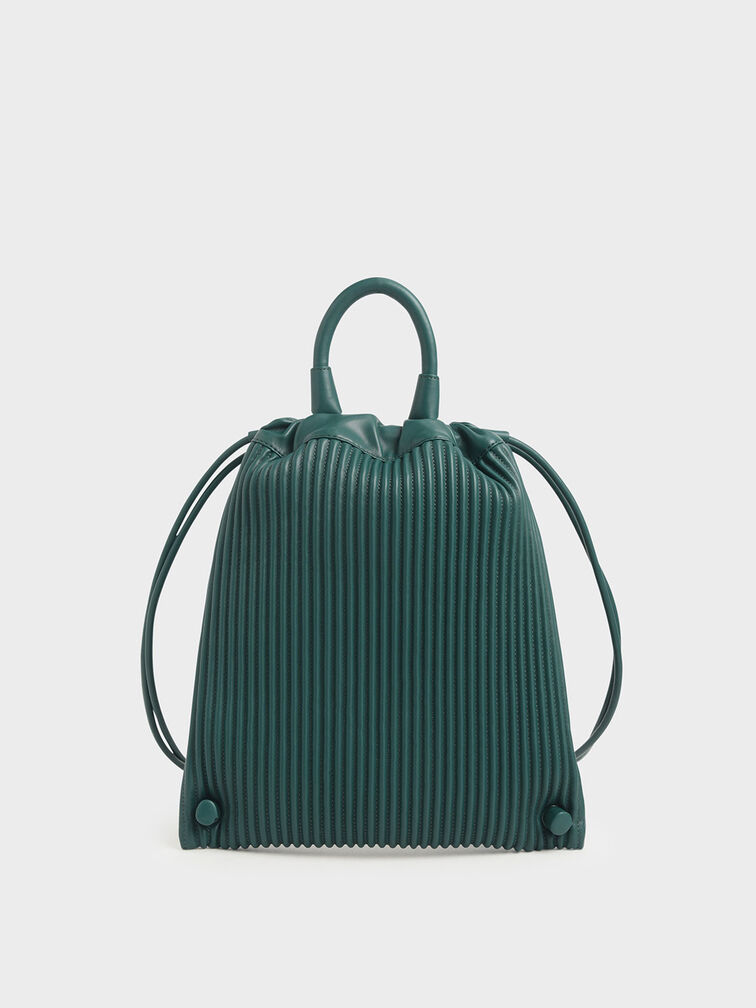 Neoprene Drawstring Backpack, Dark Green, hi-res