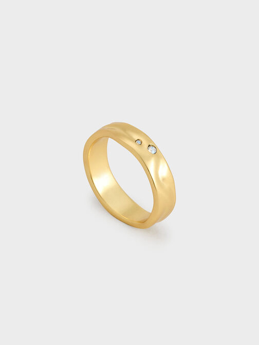 Anillo esculpido Ottilie, Dorado pulido, hi-res
