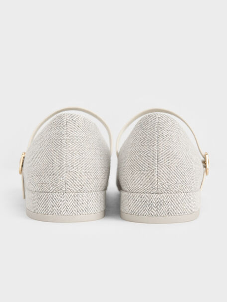 Gertrude Tweed com bico redondo Mary Janes, Light Grey, hi-res